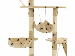 Clicnbuy Rascador para gatos con poste de sisal 230-250 cm huellas Beige Best