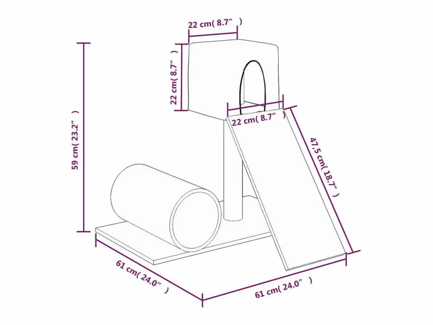 Clicnbuy Juego De Animales|Rascador para gatos con postes de sisal claro 59 cm