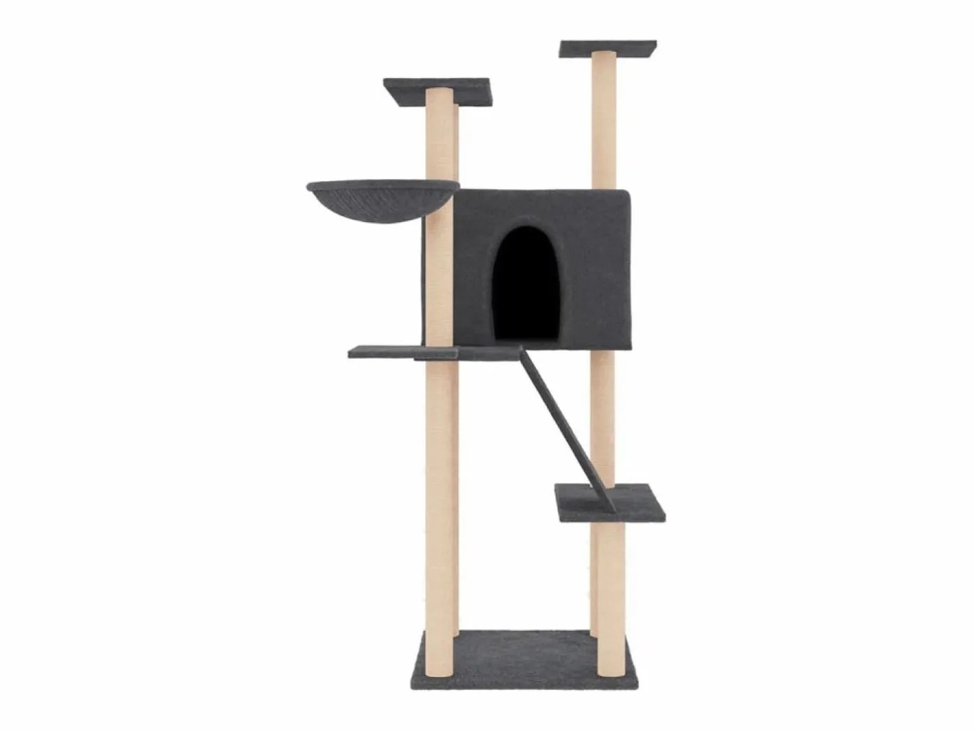 Rascador para gatos con postes de sisal oscuro 143 cm^Clicnbuy Sale