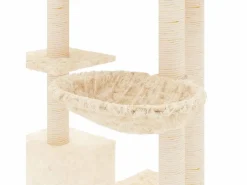 Clicnbuy Rascador para gatos con postes de sisal color 142 cm Crema