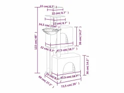 Rascador para gatos con postes de sisal oscuro 122 cm^Clicnbuy Discount
