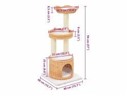 Rascador para gatos con poste de sisal madera natural de sauce^Clicnbuy Online