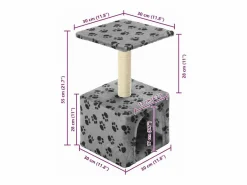 Clicnbuy Rascador para gatos con poste de sisal 55 cm huellas beige Gris New