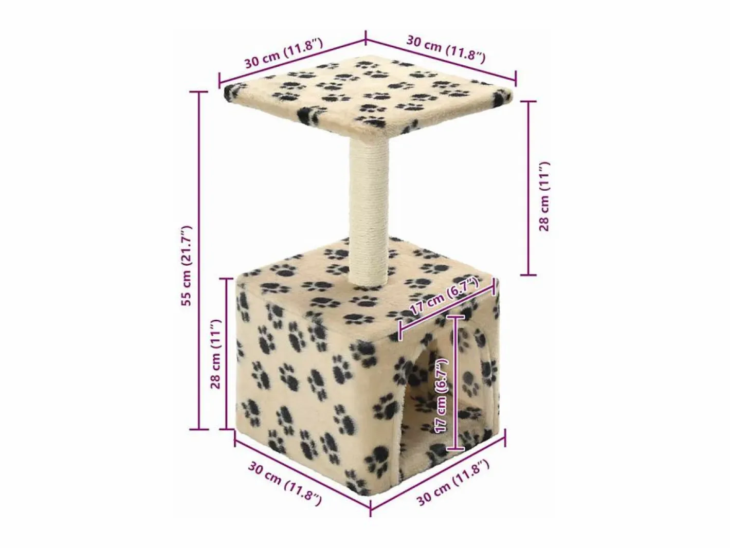 Clicnbuy Juego De Animales|Rascador para gatos con poste de sisal 55 cm huellas