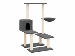Rascador para gatos con postes de sisal oscuro 94,5 cm^Clicnbuy