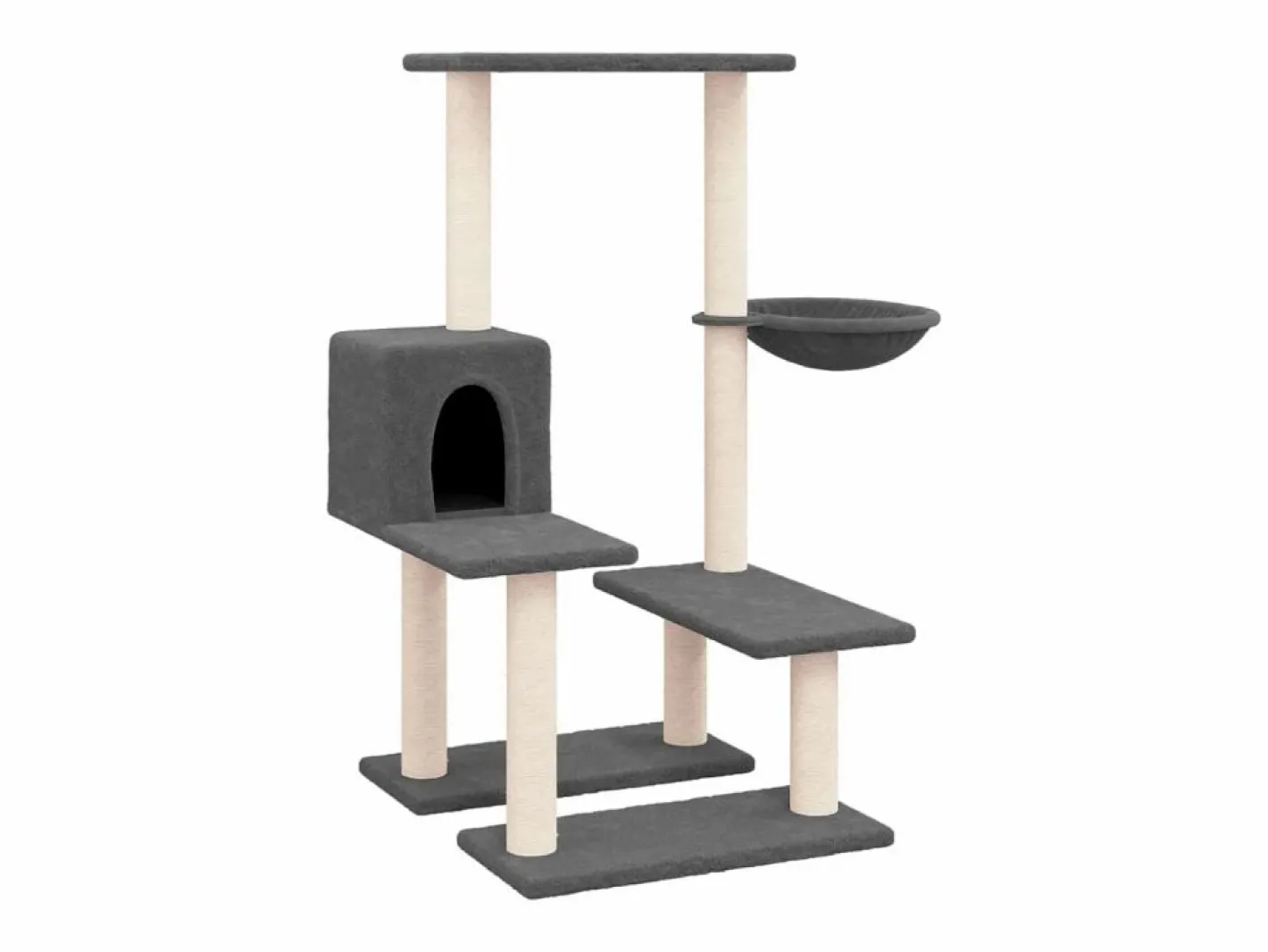 Rascador para gatos con postes de sisal oscuro 94,5 cm^Clicnbuy