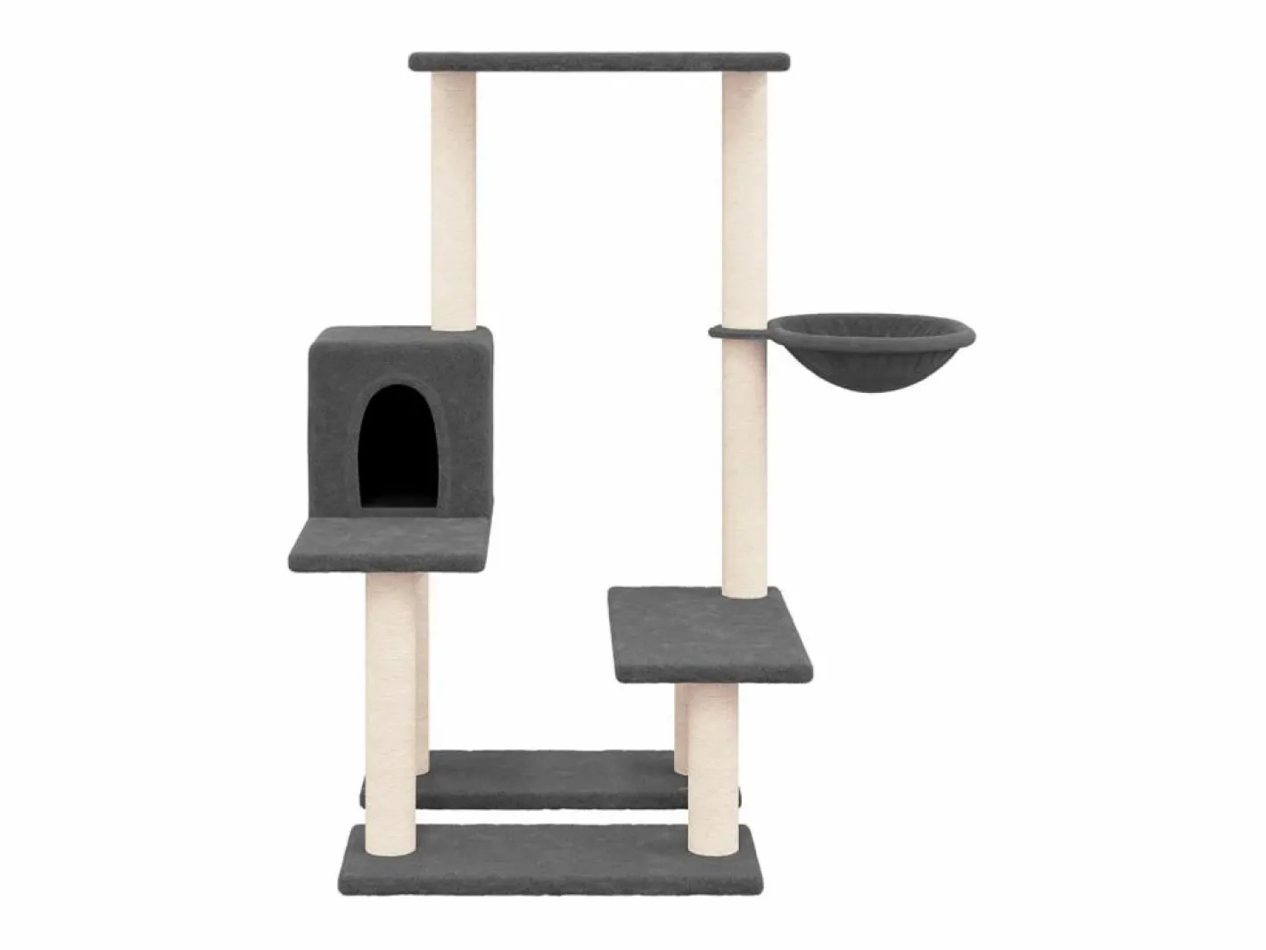 Rascador para gatos con postes de sisal oscuro 94,5 cm^Clicnbuy