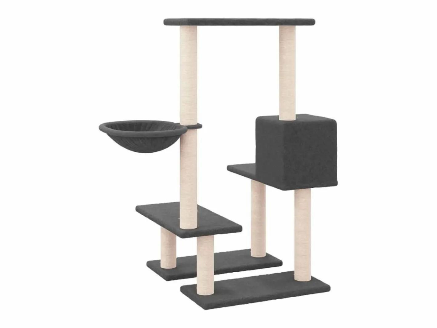 Rascador para gatos con postes de sisal oscuro 94,5 cm^Clicnbuy