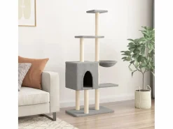 Clicnbuy Rascador para gatos con postes de sisal claro 145 cm Gris New