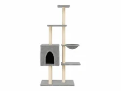 Clicnbuy Rascador para gatos con postes de sisal claro 145 cm Gris New