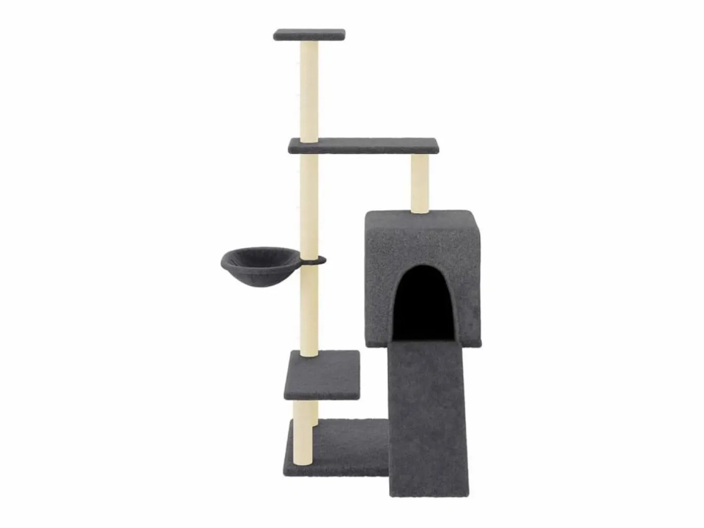 Clicnbuy Juego De Animales|Rascador para gatos con postes de sisal oscuro 130,5 cm