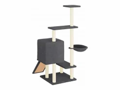 Clicnbuy Juego De Animales|Rascador para gatos con postes de sisal oscuro 130,5 cm