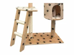 Clicnbuy Rascador para gatos poste rascador de sisal 150cm huellas Beige Best