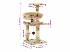 Clicnbuy Juego De Animales|Rascador para gatos poste de sisal 65 cm huellas