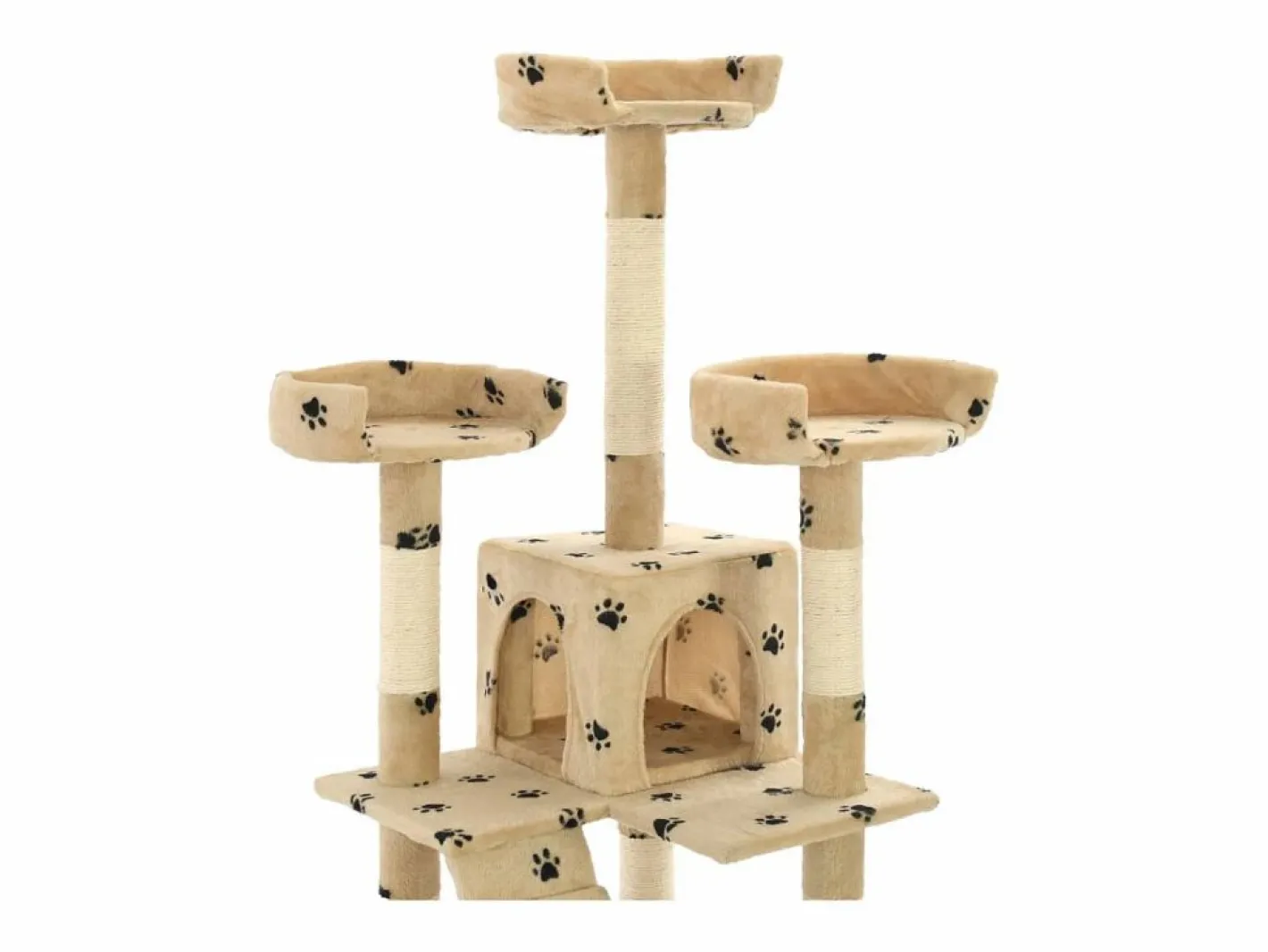 Clicnbuy Rascador para gatos poste de sisal 170 cm huellas Beige