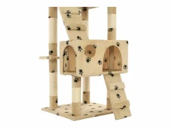 Clicnbuy Rascador para gatos poste de sisal 170 cm huellas Beige