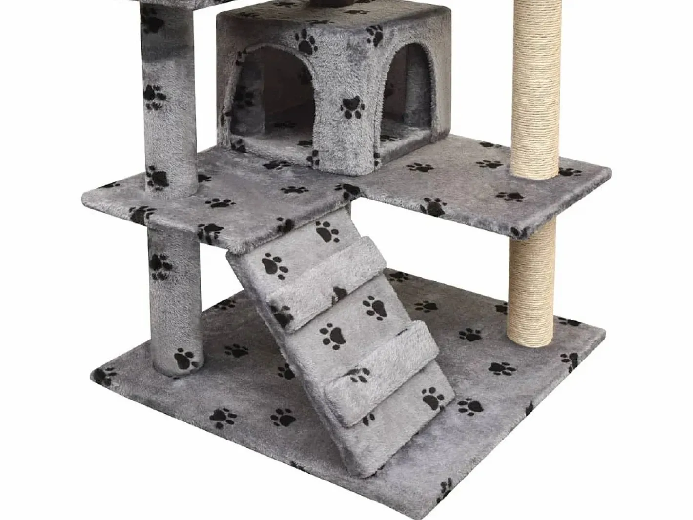 Clicnbuy Rascador para gatos poste rascador de sisal 125 cm huellas Gris