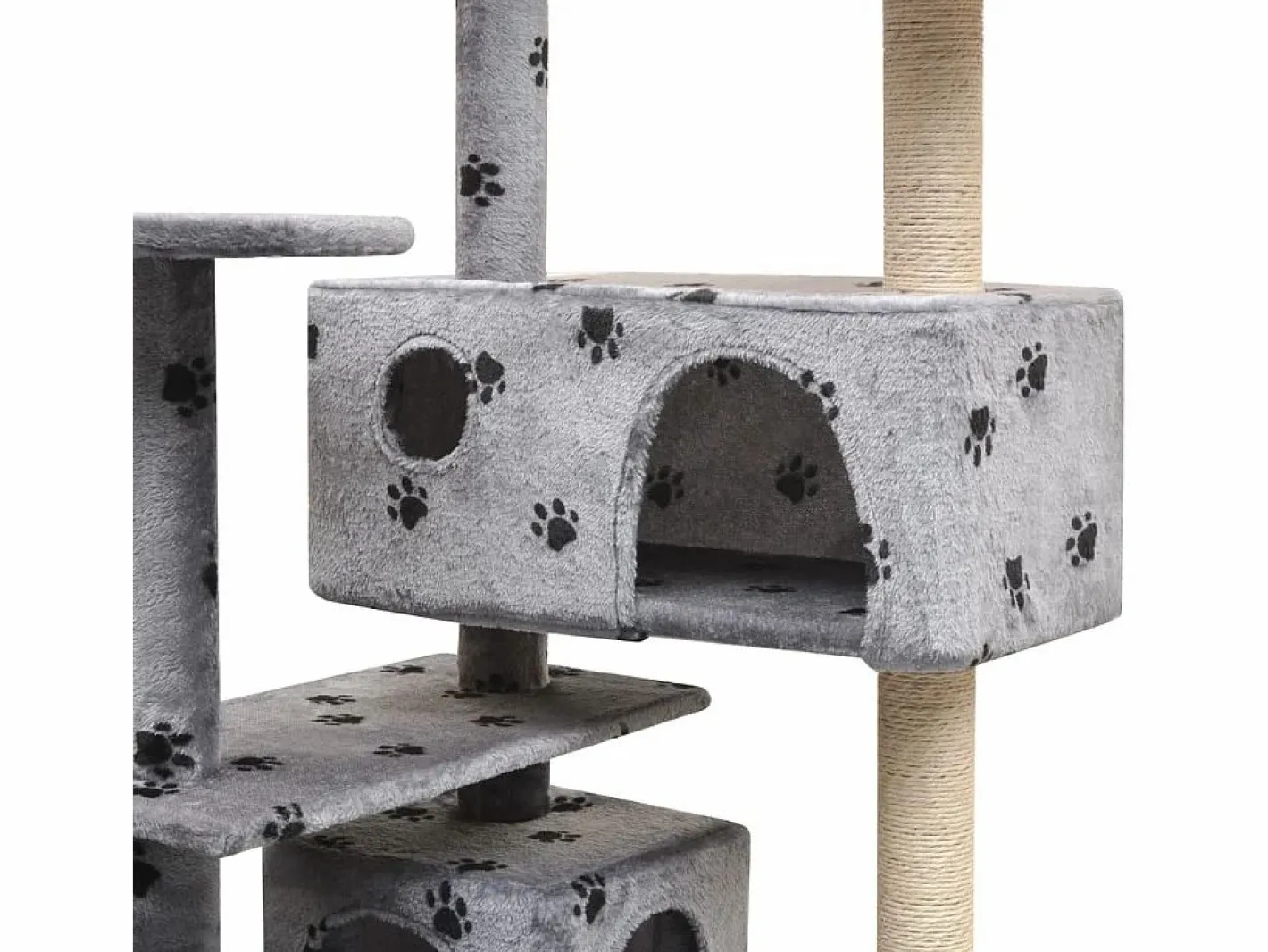 Clicnbuy Rascador para gatos poste rascador de sisal 125 cm huellas Gris