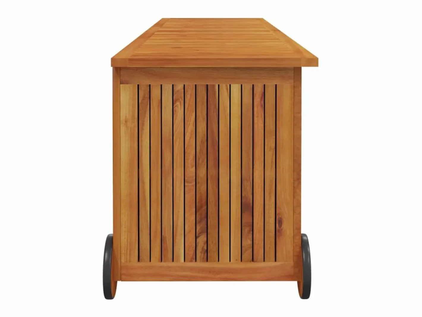 Garden Furniture Rautavaara Caja de almacenaje jardín con ruedas madera acacia 150x50x58 cm Marru00f3n Outlet