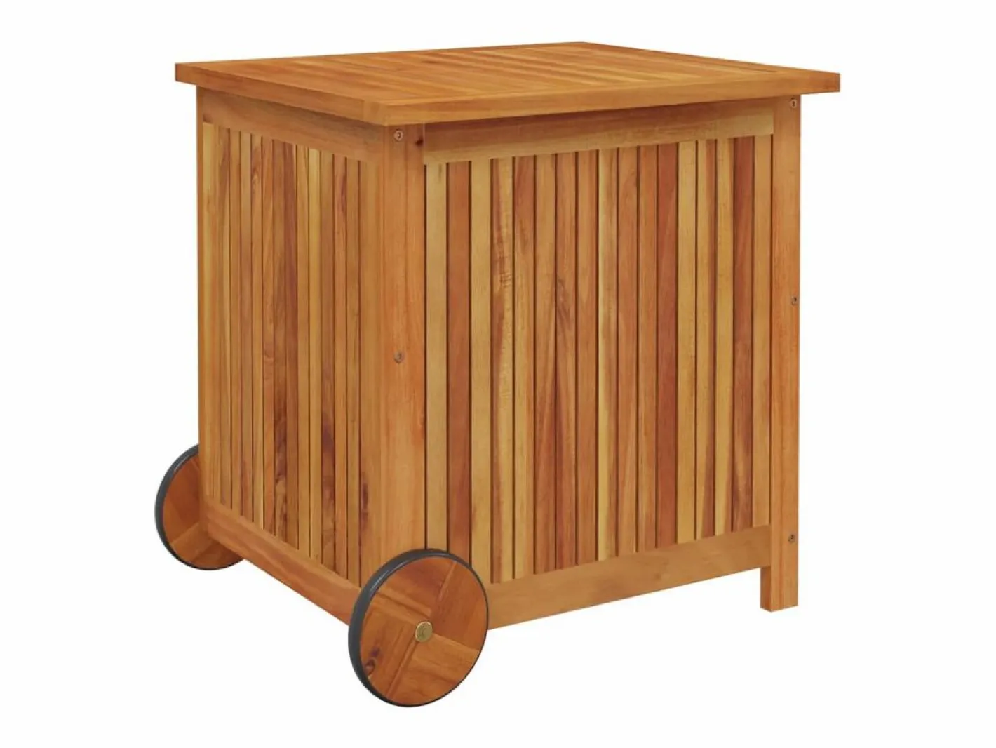 Garden Furniture Rautavaara Caja de almacenaje de jardín ruedas acacia maciza 60x50x58 cm Marru00f3n Best