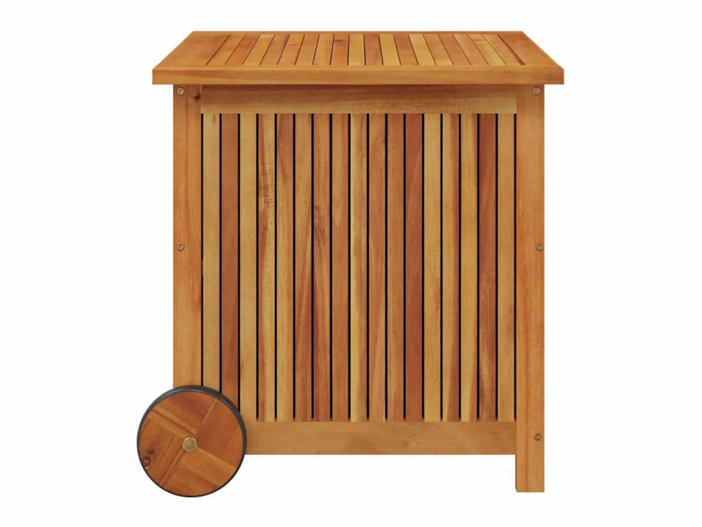 Garden Furniture Rautavaara Caja de almacenaje de jardín ruedas acacia maciza 60x50x58 cm Marru00f3n Best