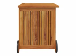 Garden Furniture Rautavaara Caja de almacenaje de jardín ruedas acacia maciza 60x50x58 cm Marru00f3n Best