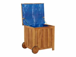 Garden Furniture Rautavaara Caja de almacenaje de jardín ruedas acacia maciza 60x50x58 cm Marru00f3n Best