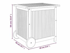 Garden Furniture Rautavaara Caja de almacenaje de jardín ruedas acacia maciza 60x50x58 cm Marru00f3n Best