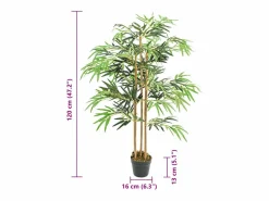 Árbol de bambú artificial con 730 hojas 120 cm ES140567 Verde Clearance