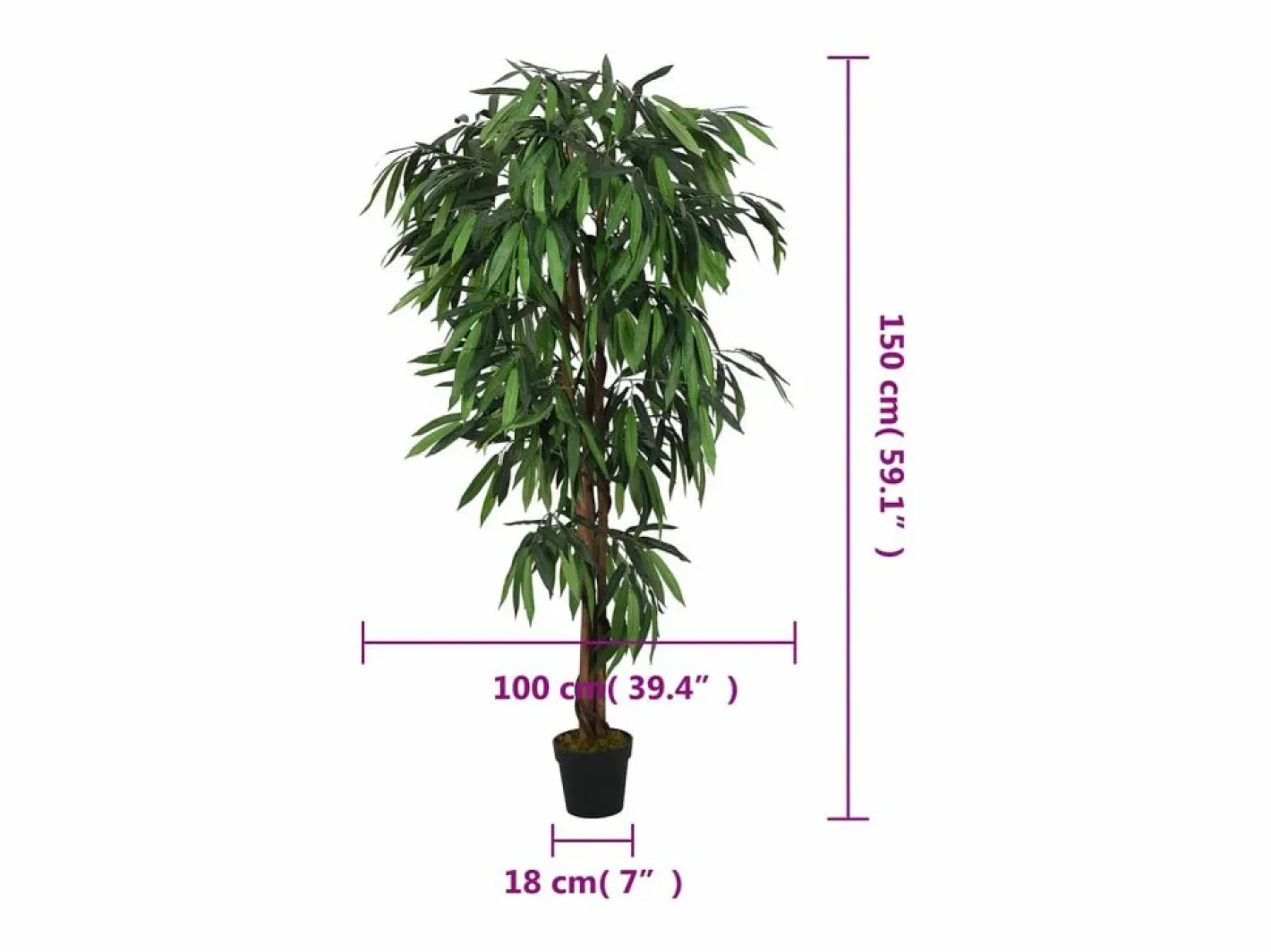 Árbol de mango artificial 600 hojas 150 cm Verde Outlet