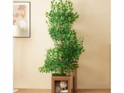 Merax Juego De Animales|Árbol para gatos - 60 x 45 x 190 cm - con 4 plataformas + agujeros para gatos - hojas extraíbles - MDF -