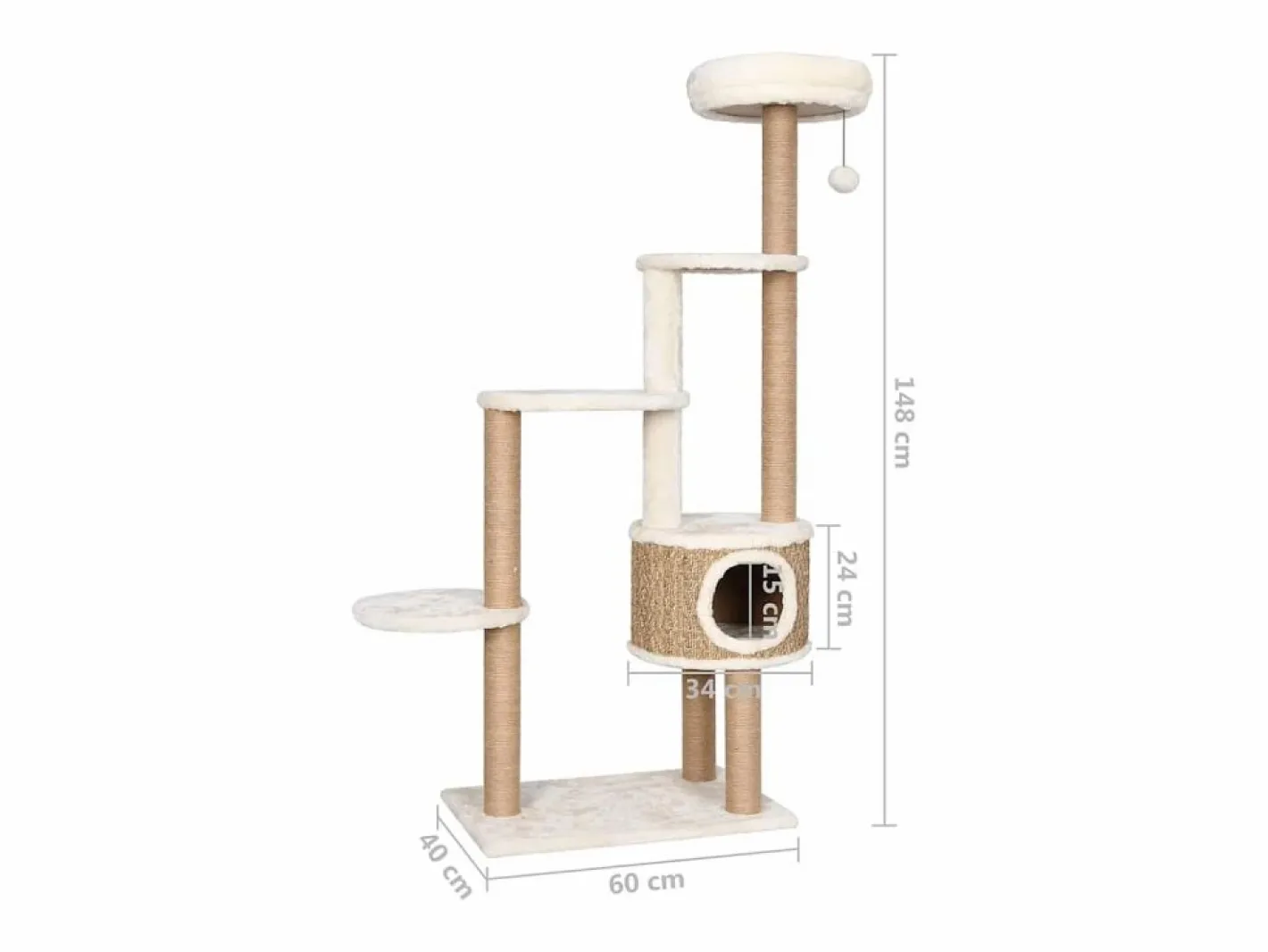 Árbol para gatos cojín lujo poste rascador hierba marina 148 cm^Clicnbuy Clearance