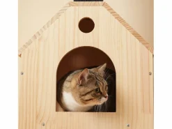 Árbol para gatos con rueda de ejercicio - 80 x 40 x 152 cm - con 4 plataformas + 2 casitas + alfombra rascadora - Madera - Natural^Merax Sale