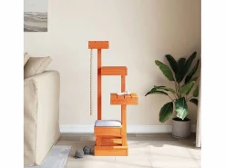 Clicnbuy Juego De Animales|Árbol para gatos madera maciza pino marrón cera 45,5x49x103 cm