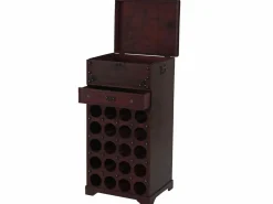 MCW Ródano botellero 20 botellas cajón, Estantería para vinos Calvados Estantería de madera estilo colonial, para 20 botellas, con cajón Marru00f3n Clearance