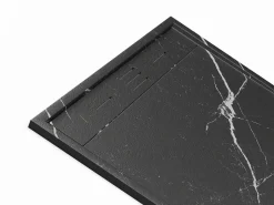 Receptáculo negro marmolado extraplano en resina SMC cortable, con sifón, 140x90 cm, LYROSA^Shower & Design Clearance