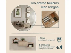 MB Muebles Bonitos Recibidor para Entrada Pasillo en Sonoma 99,5x22x145cm Neo Color natural claro Discount
