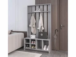 Recibidor tulcan en melamina con 8 estantes y 4 ganchos para colgar ropa , , 172.6 cm X 96.8 cm X 39.3 cm^TuHome Outlet