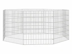 Recinto animales corral 8 paneles hierro galvanizado 54x60 cm ES676940 Plateado Sale