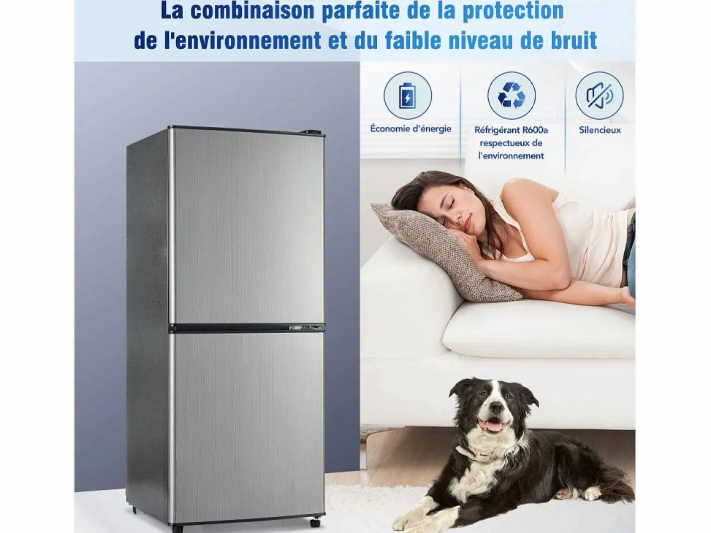 Refrigerador de 106 litros con 7 configuraciones de temperatura e iluminación LED -^Hauss Spole