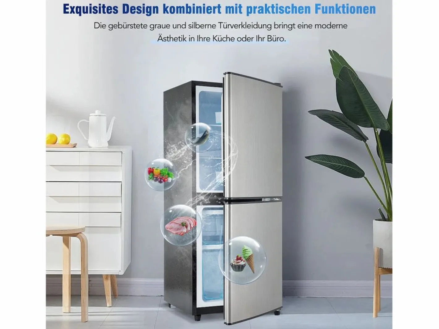 Refrigerador de 106 litros con 7 configuraciones de temperatura e iluminación LED -^Hauss Spole