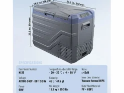 Refrigerador de Coche SucceBuy Refrigerador Portátil para Coche con Compresor 50L, Doble Zona, para el Hogar y el Coche^