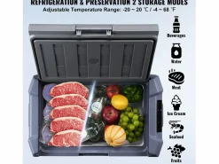 Refrigerador de Coche SucceBuy Refrigerador Portátil para Coche con Compresor 50L, Doble Zona, para el Hogar y el Coche^