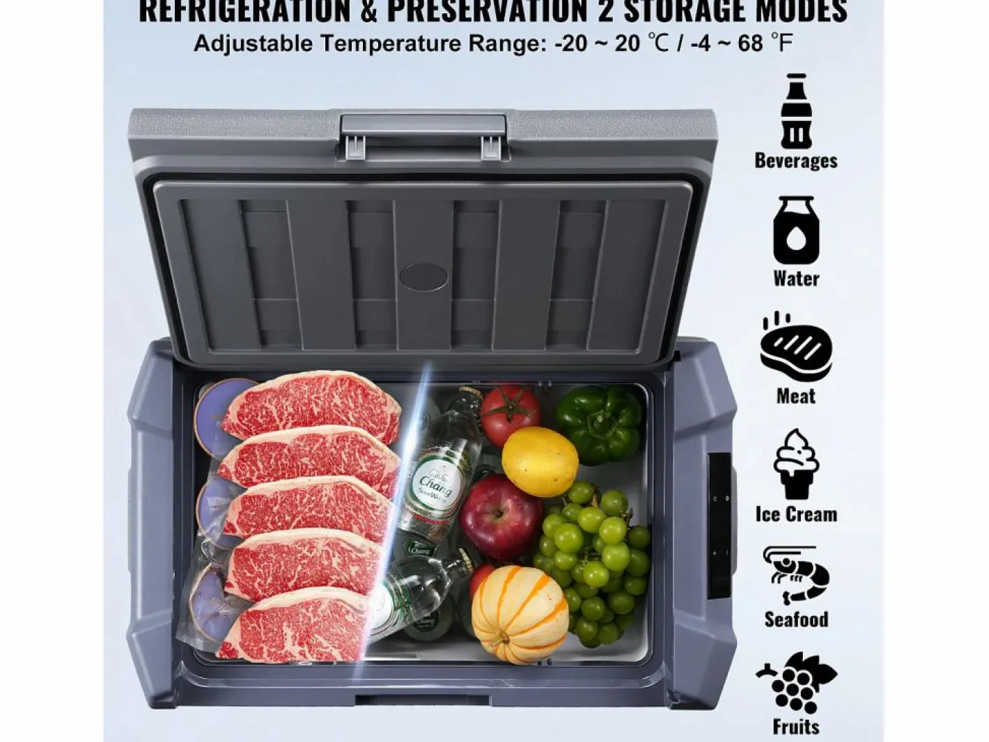 Refrigerador de Coche SucceBuy Refrigerador Portátil para Coche con Compresor 50L, Doble Zona, para el Hogar y el Coche^