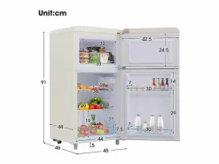 Refrigerador de doble puerta con ajustes y ruedas - 72L - 120kWh/año - Nivel de ruido bajo de 39 dB - Clase E - 45x44x91cm^DripeX