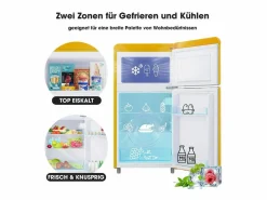 DripeX Electrodomésticos De Frío|Refrigerador de doble puerta con ajustes y ruedas - 72L - 120kWh/año - Nivel de ruido bajo de 39 dB - Clase E - 45x44x91cm