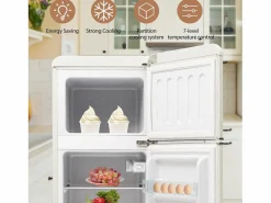DripeX Refrigerador de dos puertas, 28L + 64L, con 3 estantes y LED, -27 ° C a 13 ° C, 116 kWh/año, eficiencia energética de Blanco Outlet