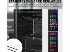 Refrigerador 128L, con 3 estantes ajustables y puerta de vidrio, -10 ° C a 10 ° C, 90 kWh/año, eficiencia energética F, 40x41x109.5cm^DripeX Hot