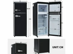 DripeX Refrigerador 28L+64L, -27°C~13°C, 116 kWh/año, 45dB, eficiencia energética D, , 41x45.5x105.5cm Negro