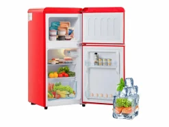 DripeX Refrigerador 22L+38L, doble puerta con LED y pies ajustables, clase E, -27°C-13°C, 102 kWh/año, , 42x45.5x88.8cm Rojo Online